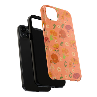 Coque de téléphone résistante Coral Peach Meadow pour iPhone et Samsung Galaxy