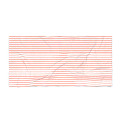 Coral Pink Stripes Beach Towel