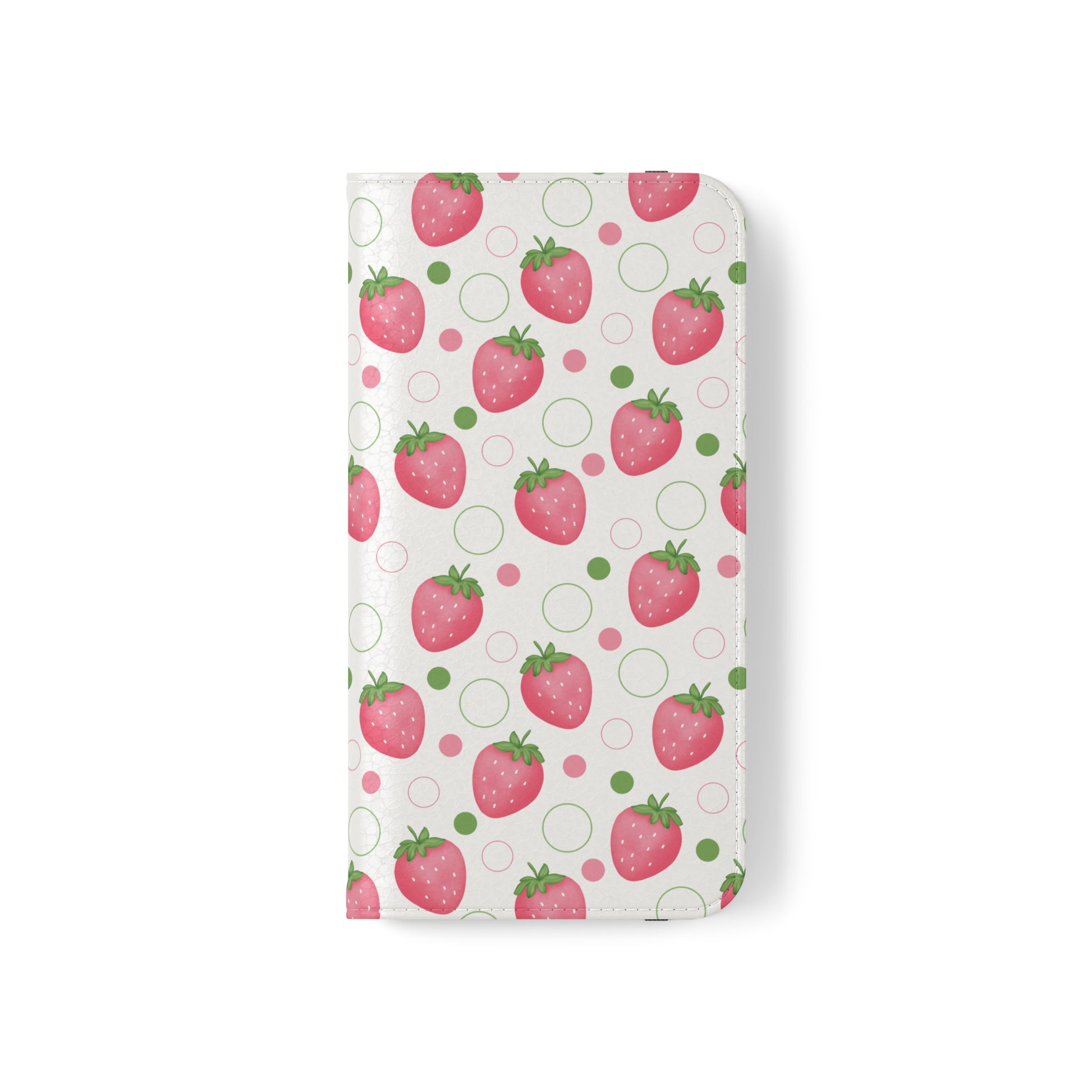 Pink Strawberry Bubbles Flip Phone Case Cover with Pockets - Phone Case - Kristine Celestine