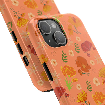 Coque de téléphone résistante Coral Peach Meadow pour iPhone et Samsung Galaxy