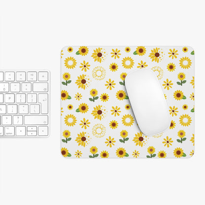 Sunflower Burst Mousepad Yellow Flower Spring Desk Mat Summer Floral Office Mat