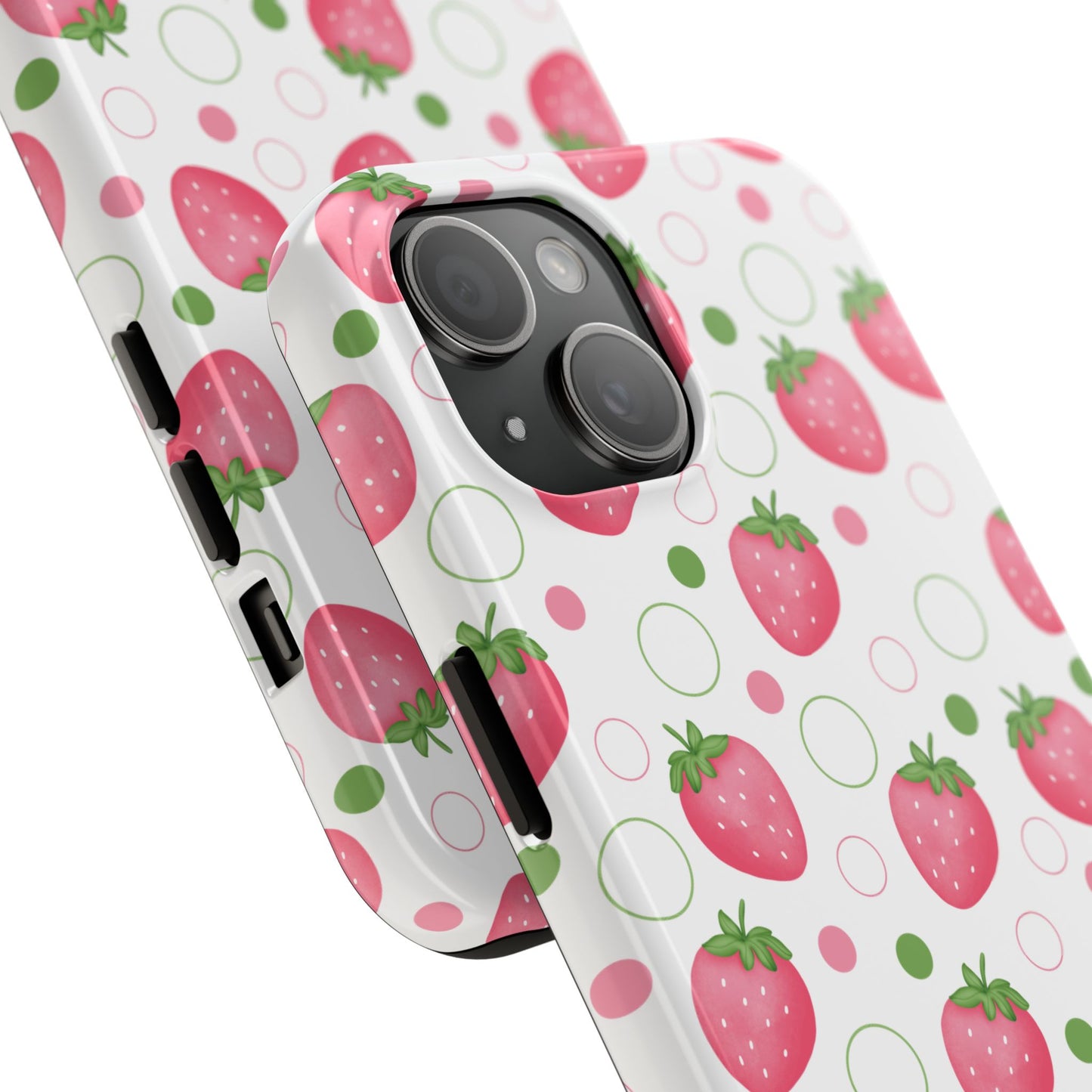 Pink Strawberry Bubbles Tough Phone Case for iPhone and Samsung Galaxy