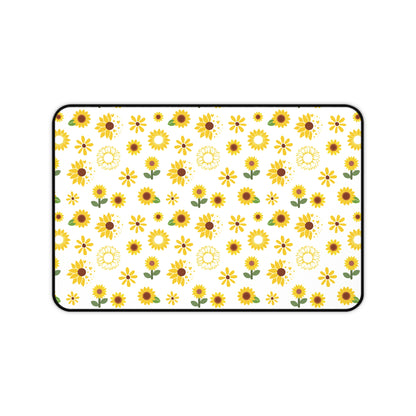 Sunflower Burst Desk Mat Summer Flower Computer Mat Yellow Floral Office Mat