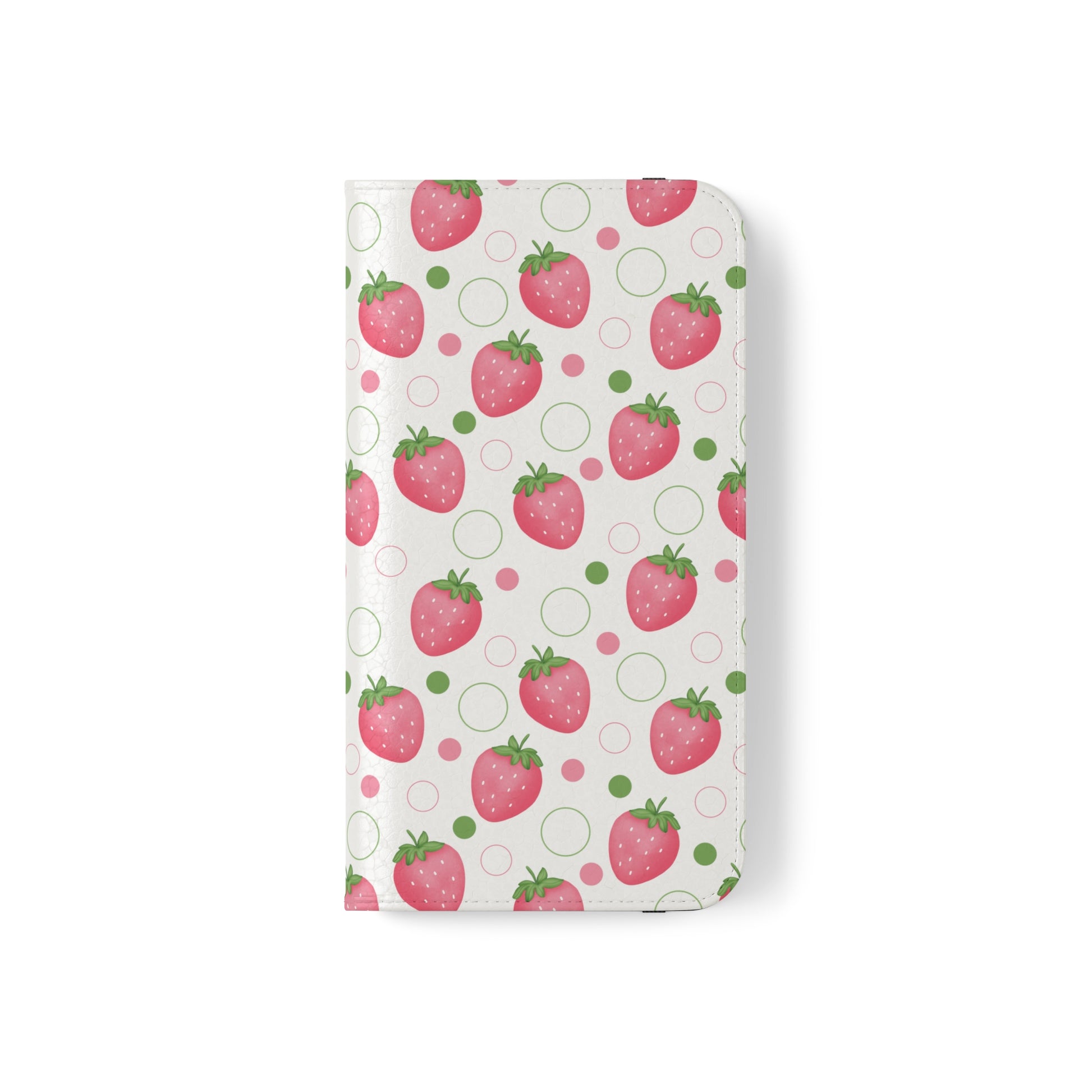 Pink Strawberry Bubbles Flip Phone Case Cover with Pockets - Phone Case - Kristine Celestine