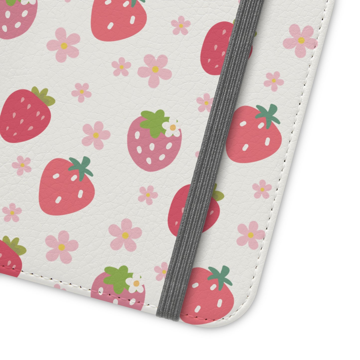 Strawberries and Daisies Flip Phone Case Cover with Pockets - Phone Case - Kristine Celestine