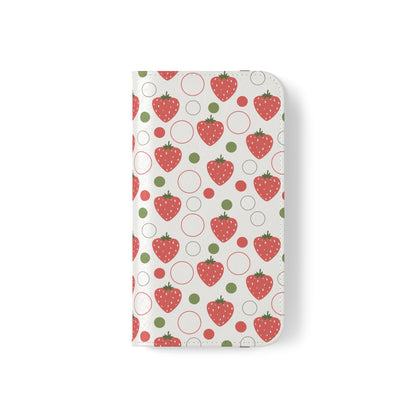 Red Strawberry Bubbles Flip Phone Case Cover with Pockets - Phone Case - Kristine Celestine