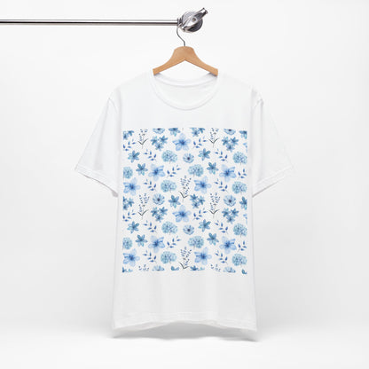 Snowy Blue Flowers T-Shirt