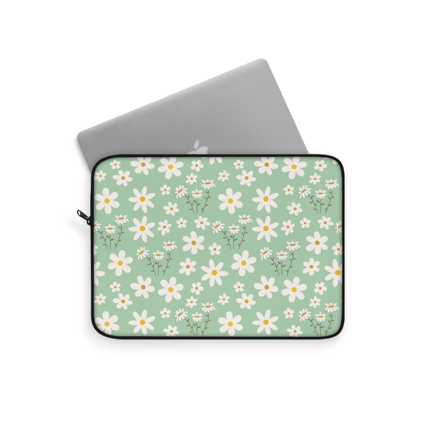 Mint Daisy Delight Laptop Sleeve Cute Daisies Laptop Pouch Green Summer Laptop Bag Sage Pistachio Green Laptop Case Spring Laptop Protector Cute Tablet Sleeve Pretty Tablet Case Adorable Tablet Pouch