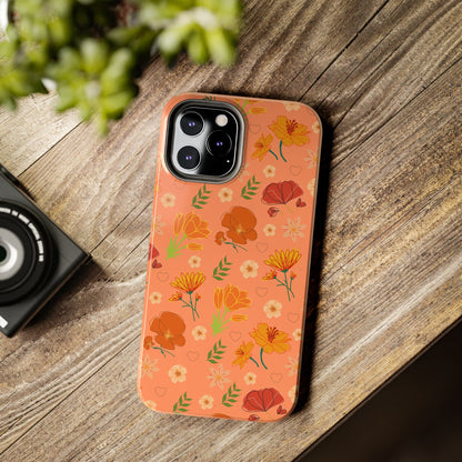 Coque de téléphone résistante Coral Peach Meadow pour iPhone et Samsung Galaxy