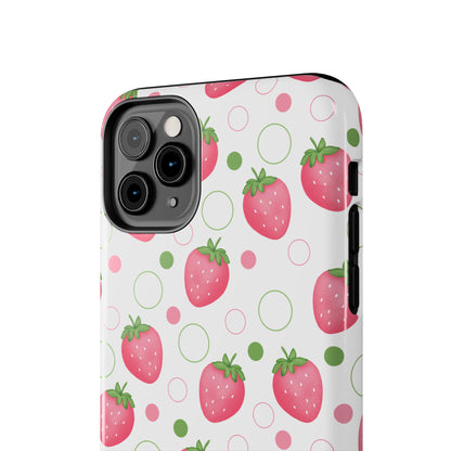 Pink Strawberry Bubbles Tough Phone Case for iPhone and Samsung Galaxy