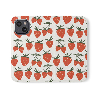 Tropical Strawberry Flip Phone Case Cover with Pockets - Phone Case - Kristine Celestine