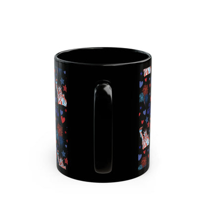 America the Beautiful Black Mug Cool Summer Coffee Mug Tea Cup Spring Ceramic Mug