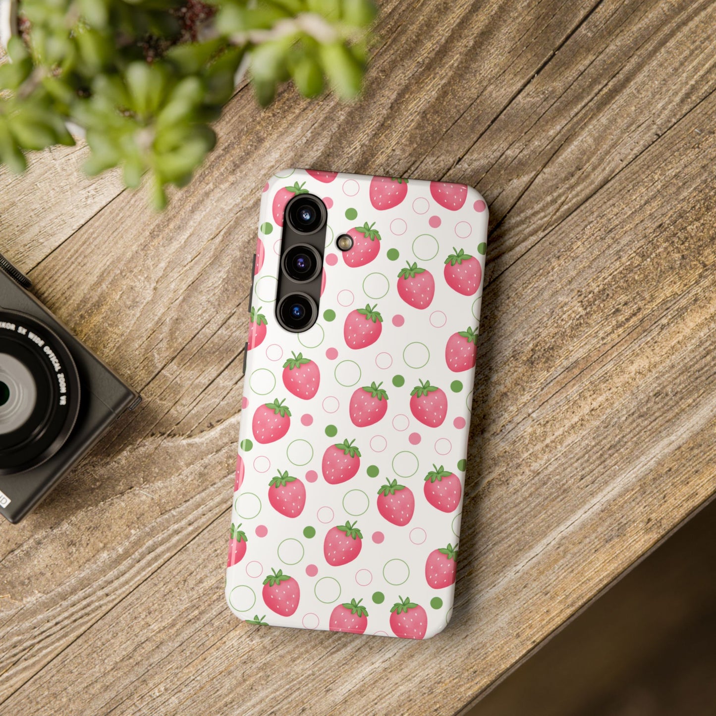 Pink Strawberry Bubbles Tough Phone Case for iPhone and Samsung Galaxy