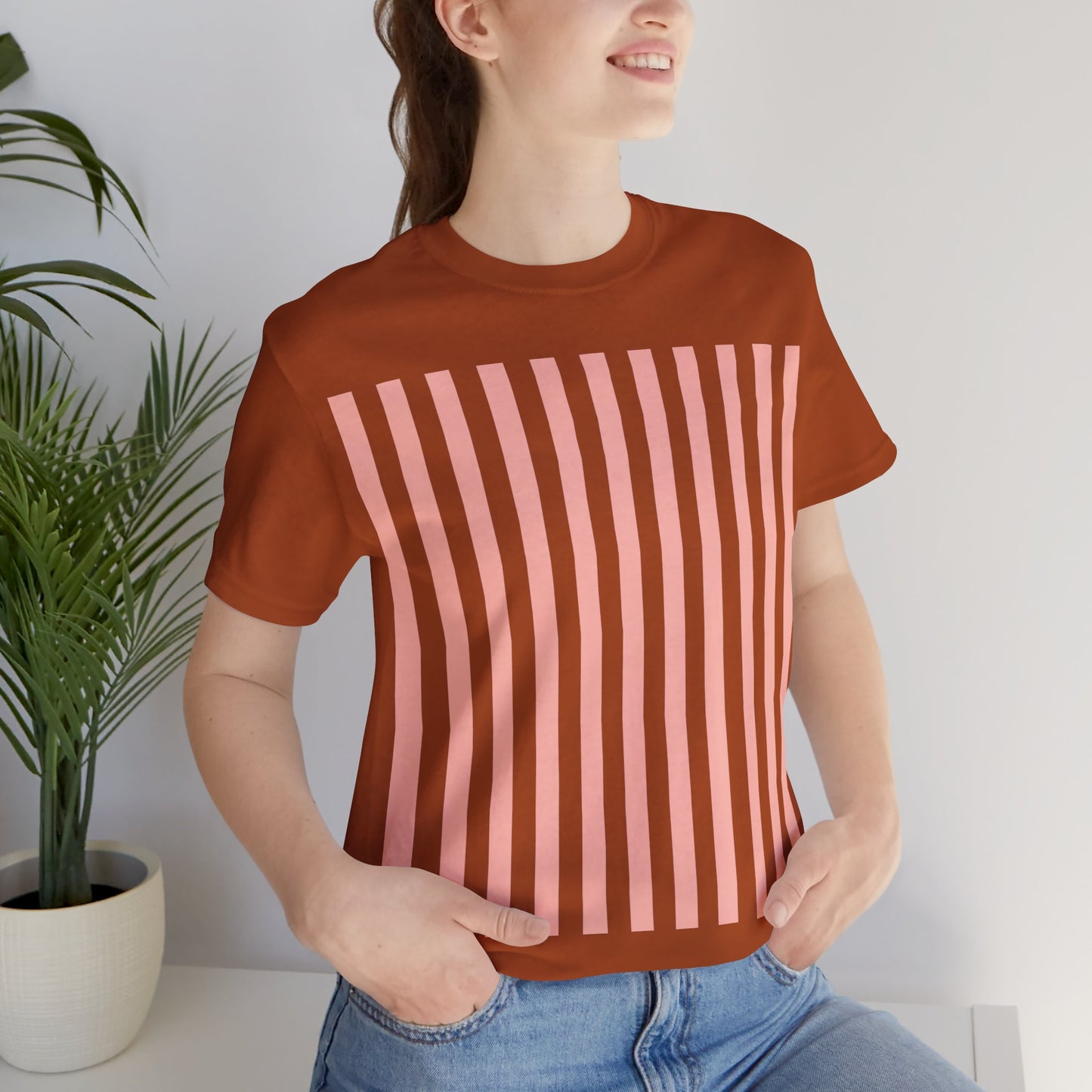 Coral Pink Stripes Shirt