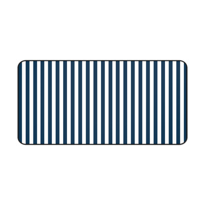 Navy Blue Stripes Desk Mat Royal Blue Stiped Computer Mat Classic Dark Blue Office Mat