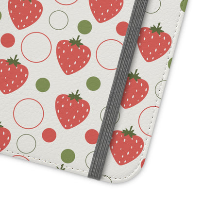 Red Strawberry Bubbles Flip Phone Case Cover with Pockets - Phone Case - Kristine Celestine