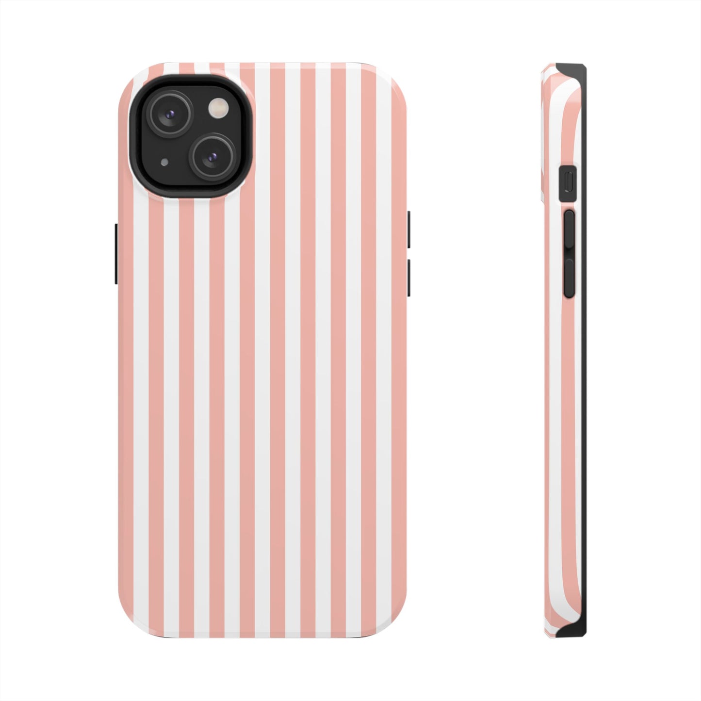 Coral Pink Stripes Tough Phone Case for iPhone and Samsung Galaxy