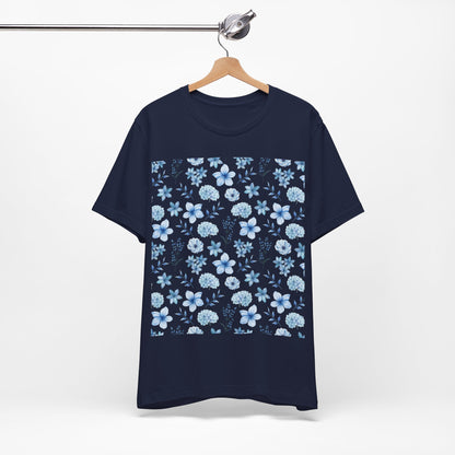 Snowy Blue Flowers T-Shirt