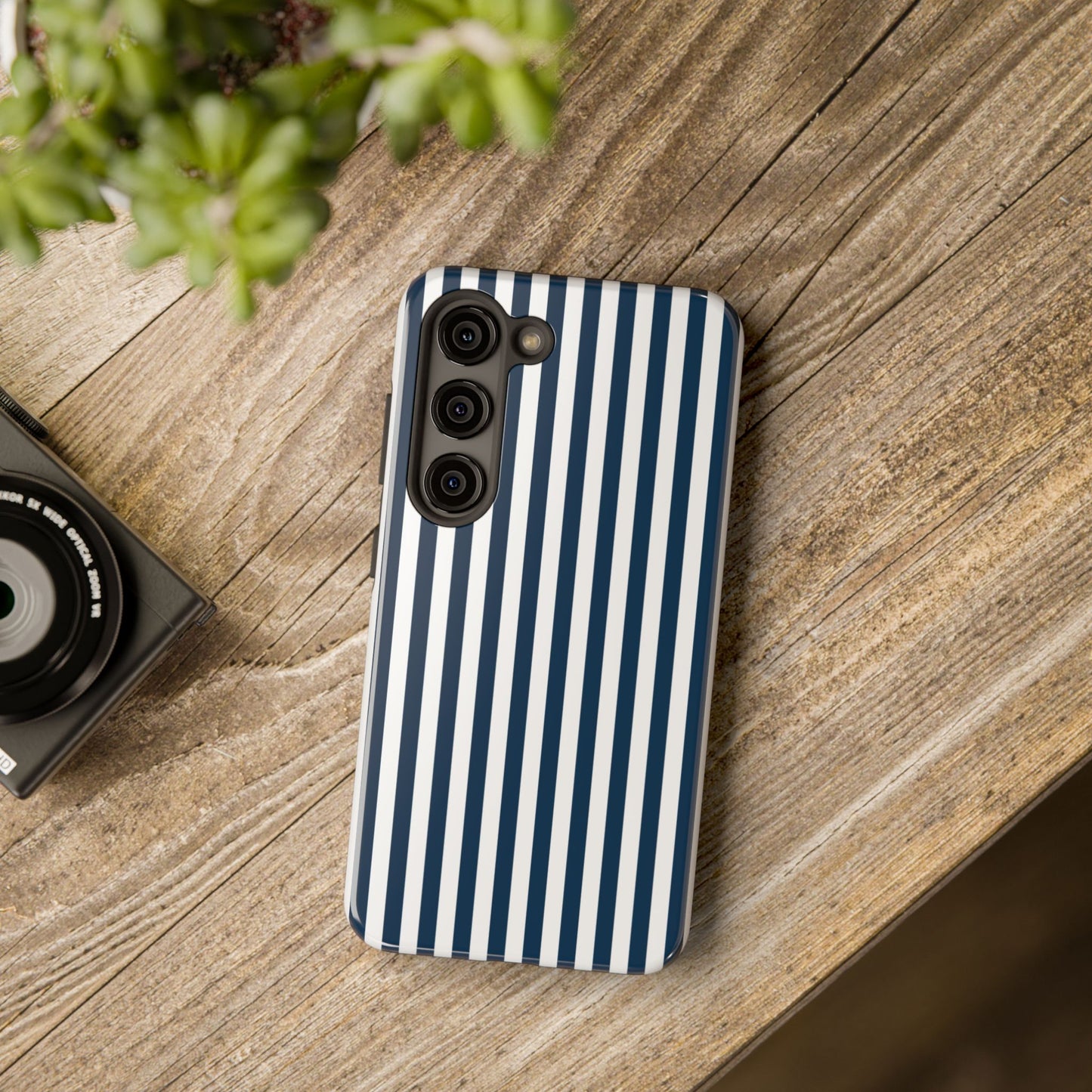 Navy Blue Stripes Tough Phone Case for iPhone and Samsung Galaxy