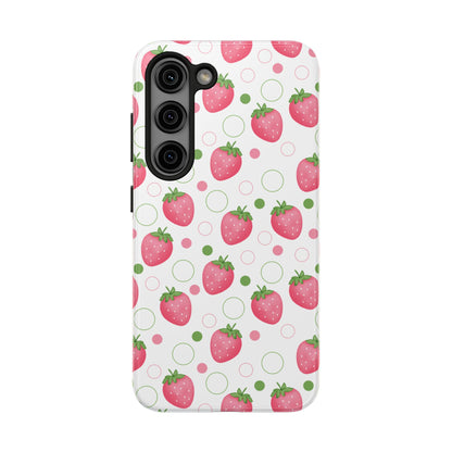 Pink Strawberry Bubbles Tough Phone Case for iPhone and Samsung Galaxy