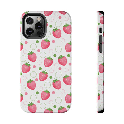 Pink Strawberry Bubbles Tough Phone Case for iPhone and Samsung Galaxy