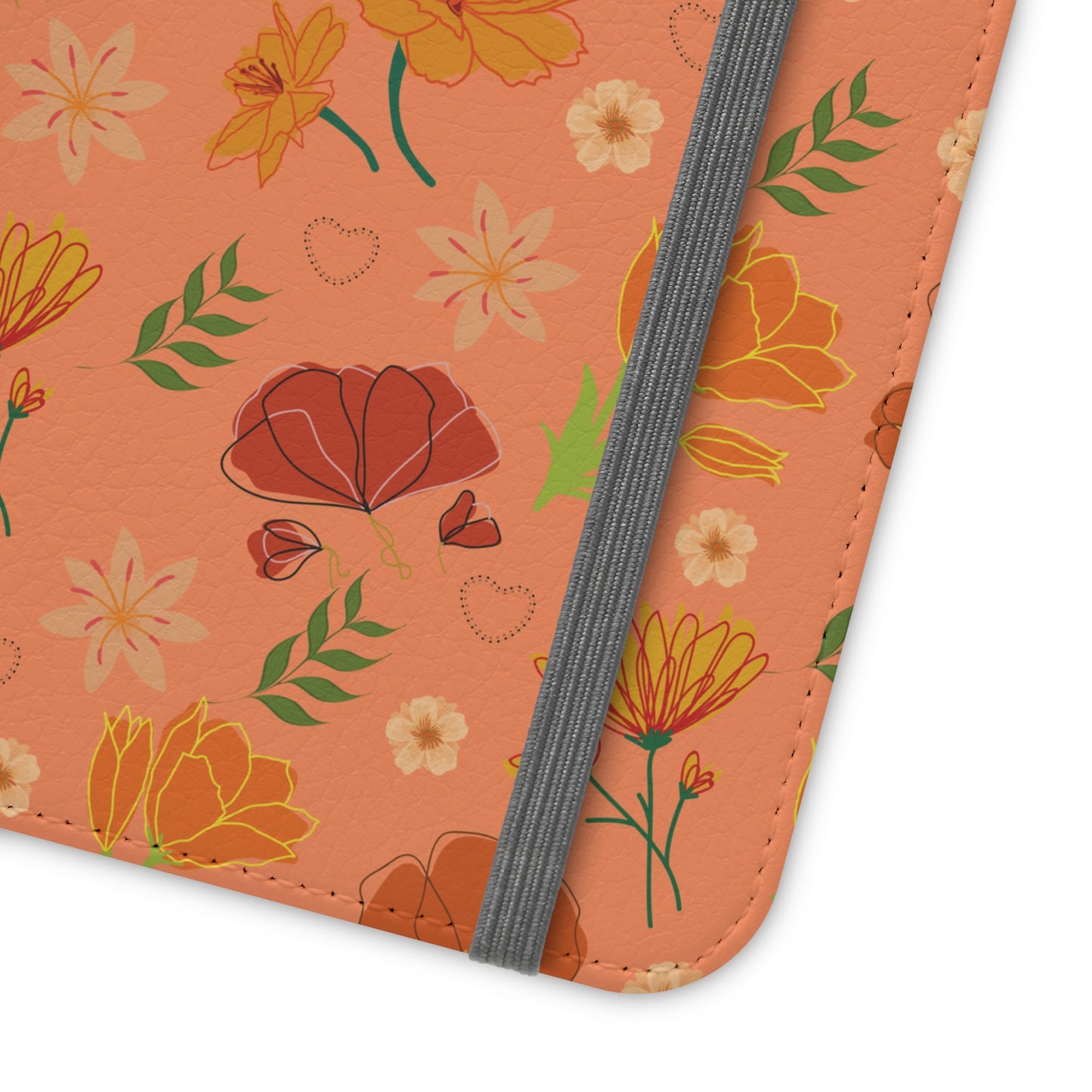 Coral Peach Meadow Flip Phone Case Cover with Pockets - Phone Case - Kristine Celestine