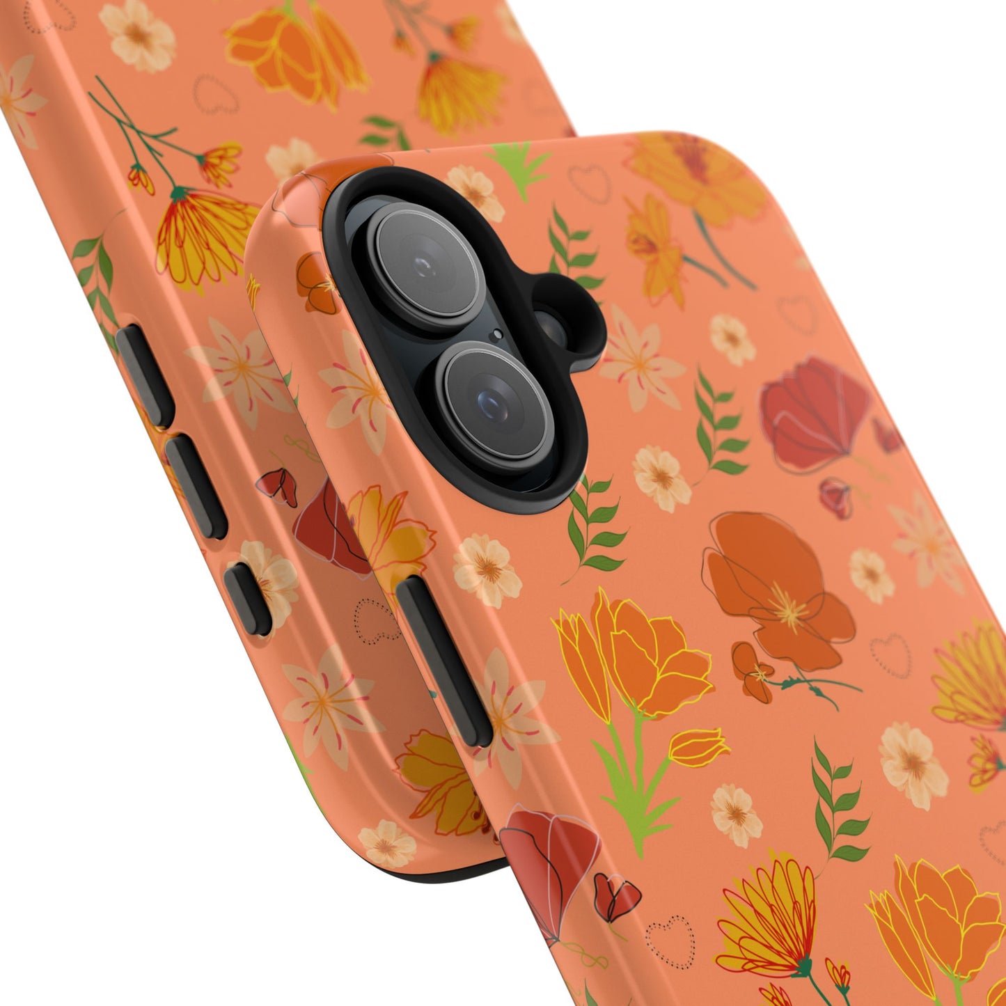 Coque de téléphone résistante Coral Peach Meadow pour iPhone et Samsung Galaxy