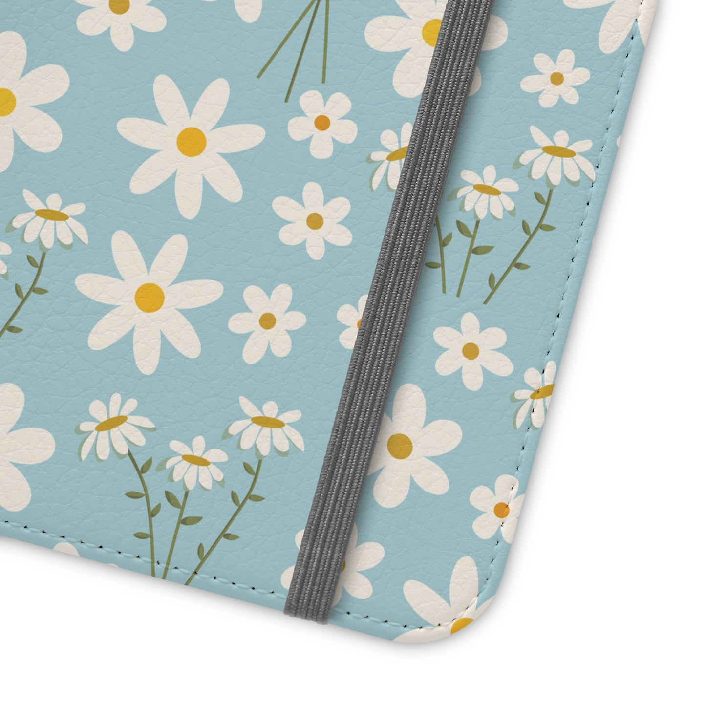 Sky Blue Daisy Flip Phone Case Cover with Pockets - Phone Case - Kristine Celestine