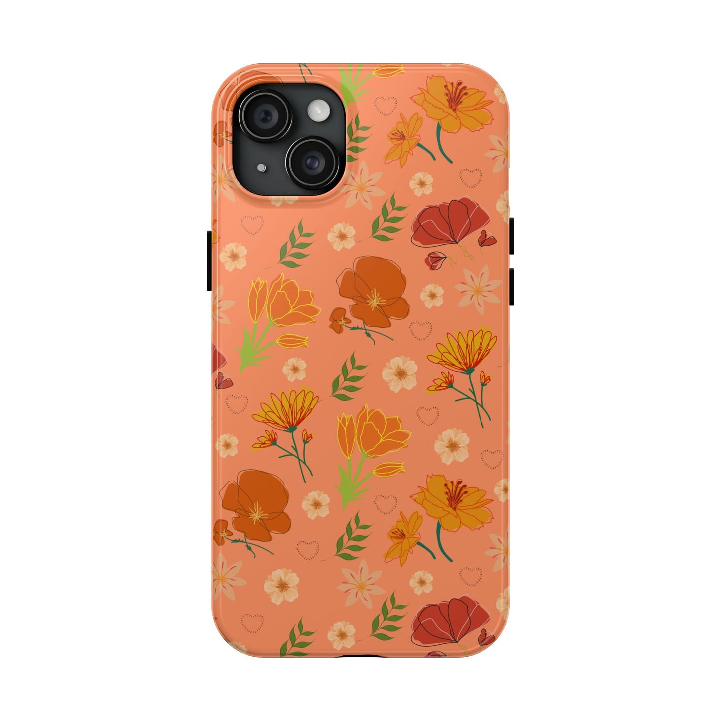 Coque de téléphone résistante Coral Peach Meadow pour iPhone et Samsung Galaxy