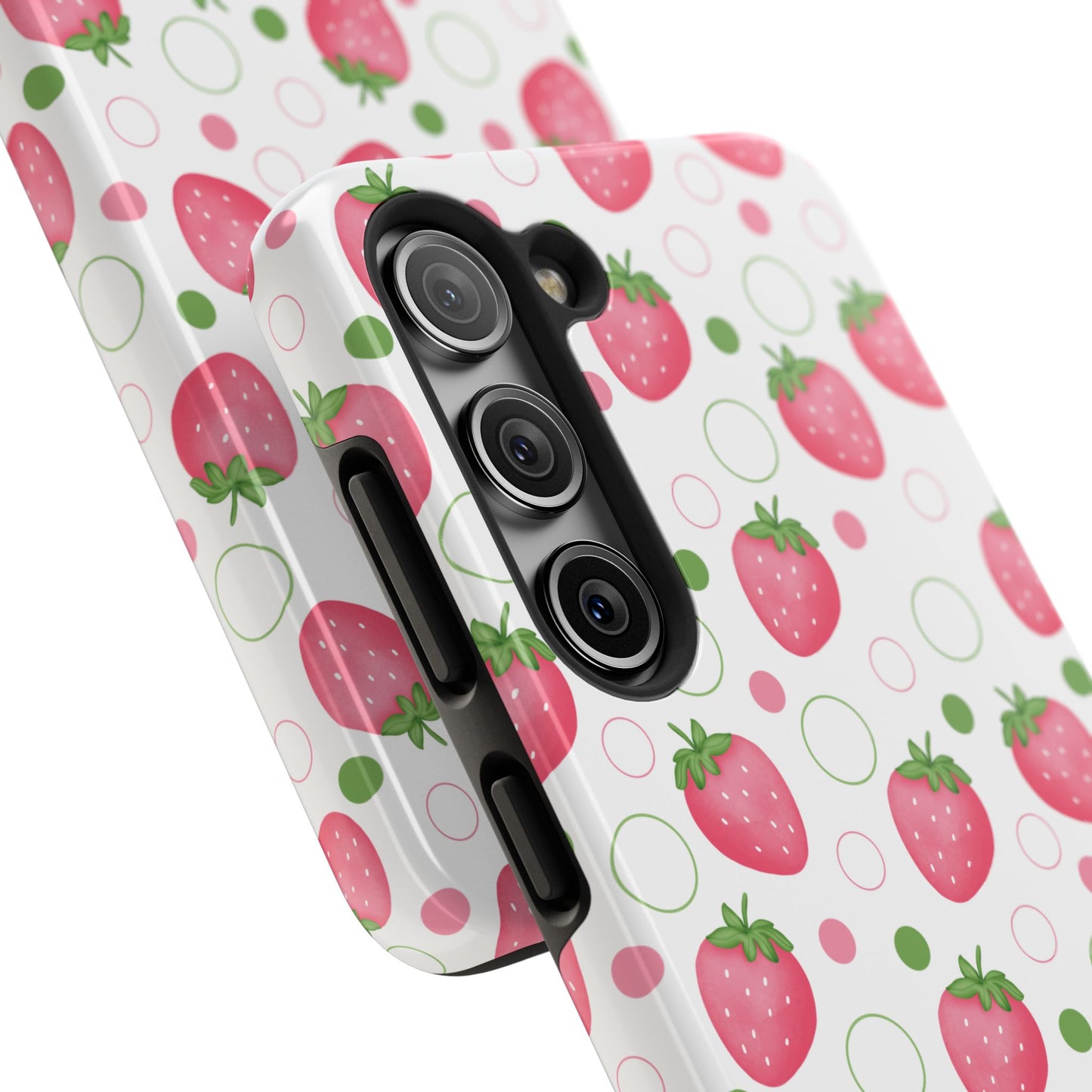 Pink Strawberry Bubbles Tough Phone Case for iPhone and Samsung Galaxy