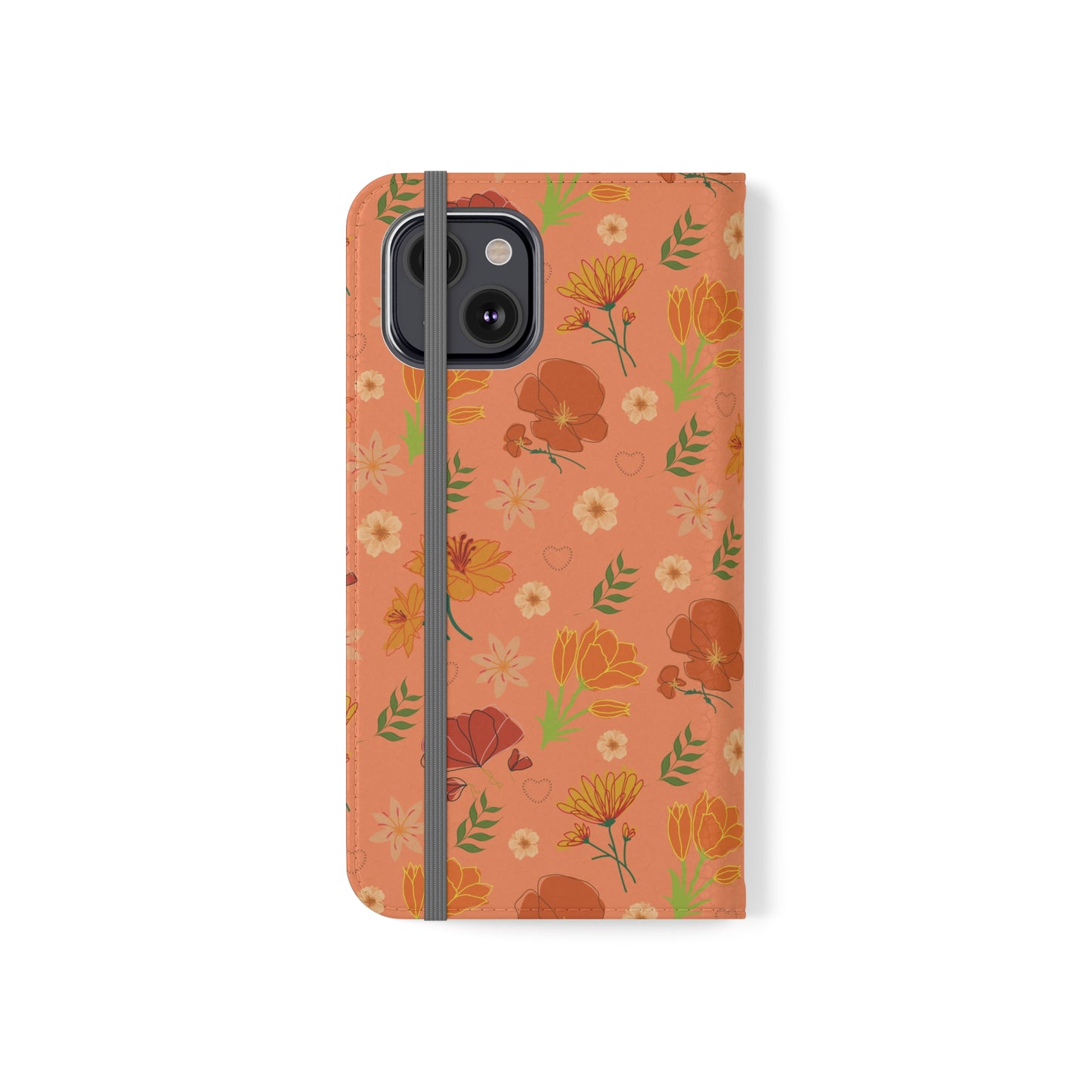 Coral Peach Meadow Flip Phone Case Cover with Pockets - Phone Case - Kristine Celestine