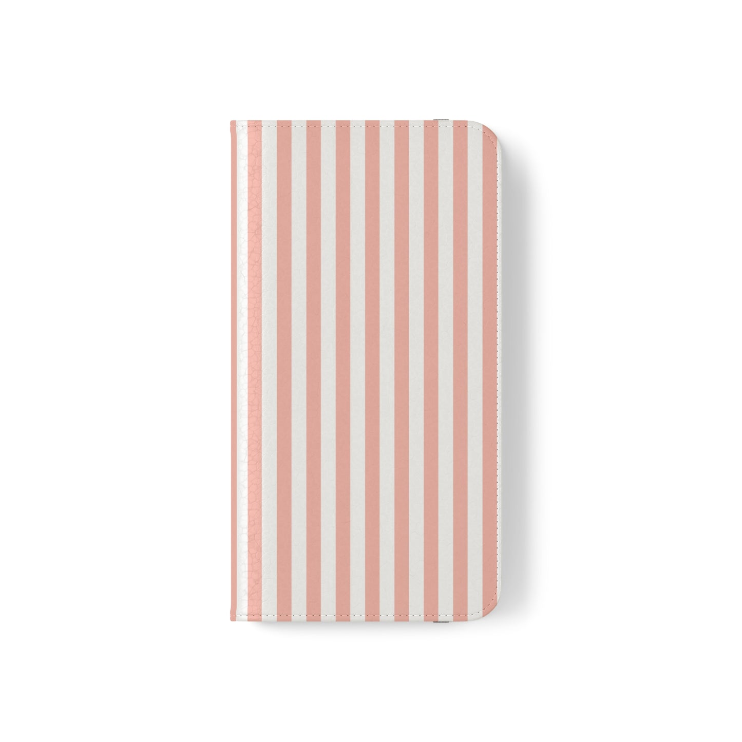 Coral Pink Stripes Flip Phone Case Cover with Pockets