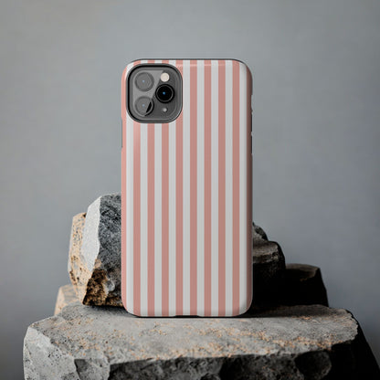 Coral Pink Stripes Tough Phone Case for iPhone and Samsung Galaxy