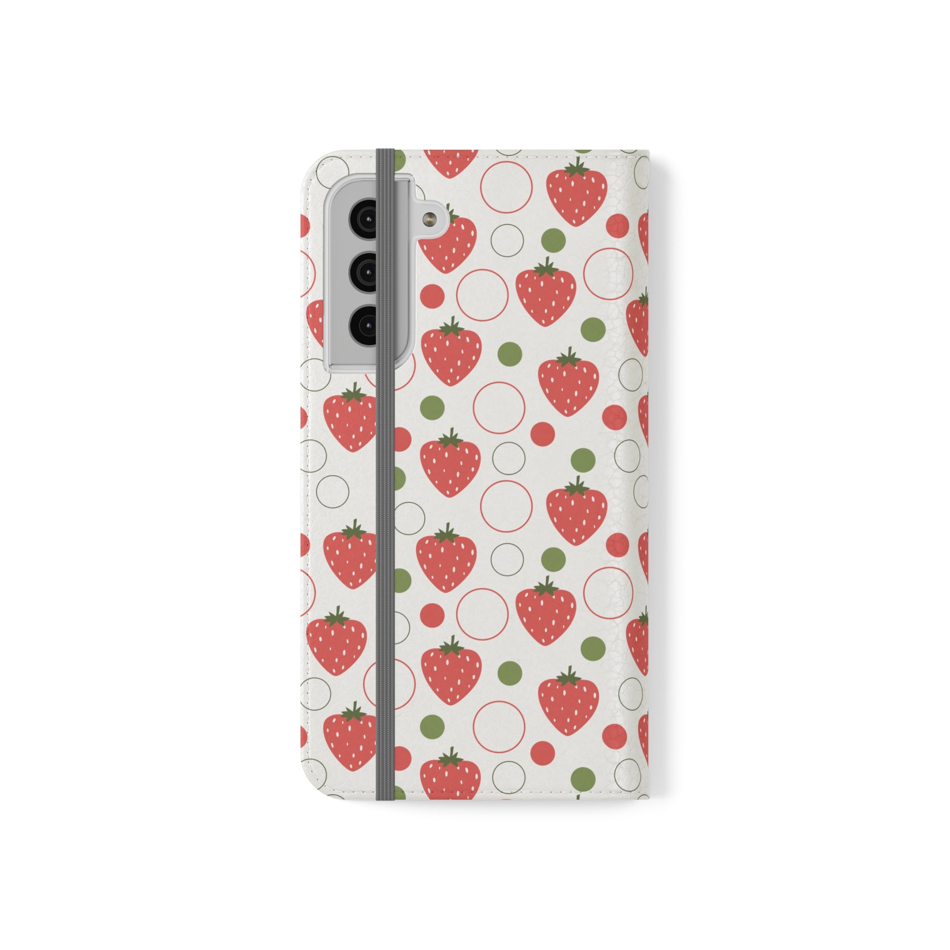 Red Strawberry Bubbles Flip Phone Case Cover with Pockets - Phone Case - Kristine Celestine