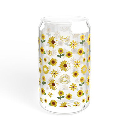 Sunflower Burst Sipper Glass 16 oz