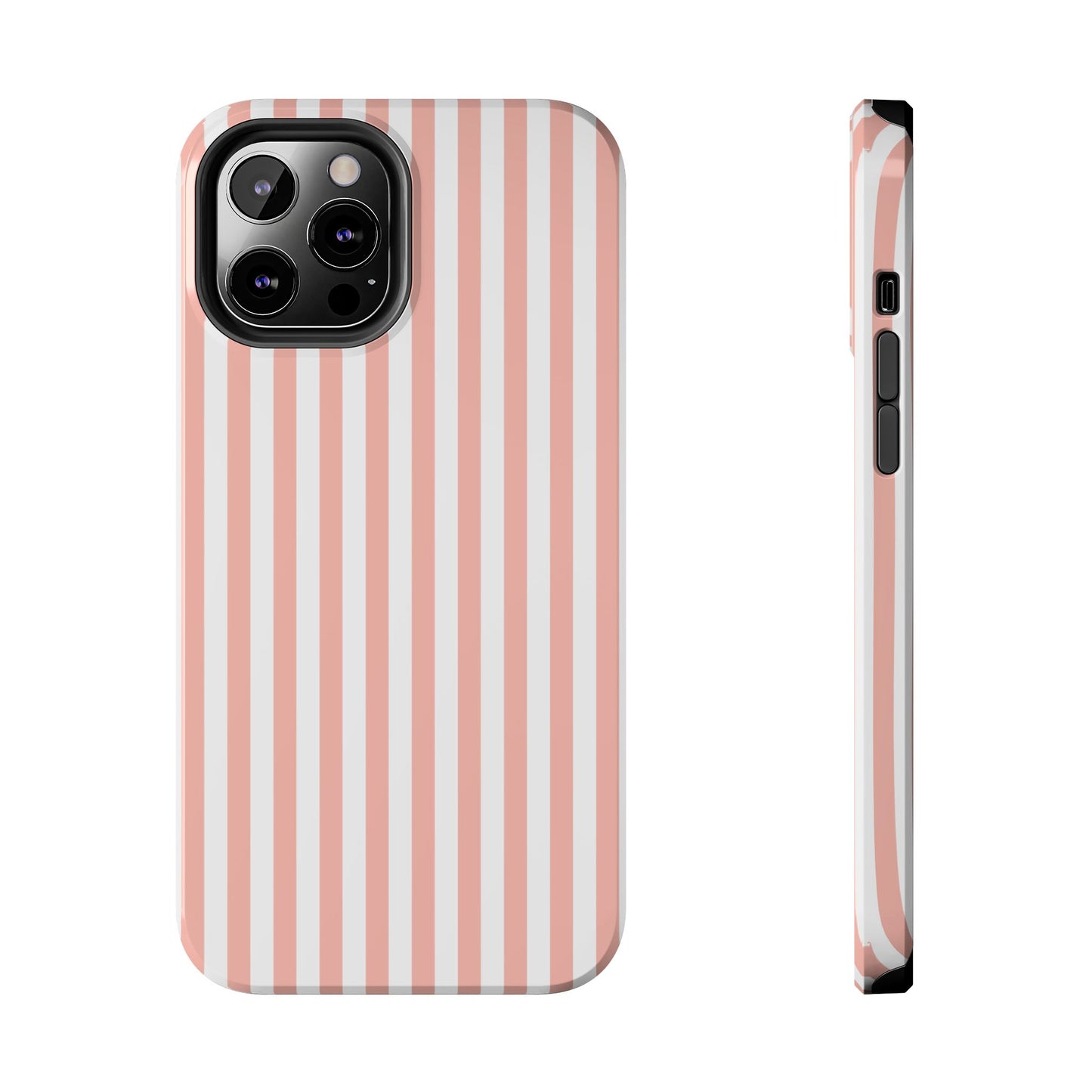 Coral Pink Stripes Tough Phone Case for iPhone and Samsung Galaxy