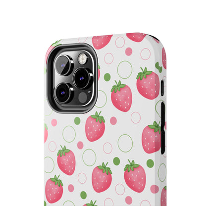 Pink Strawberry Bubbles Tough Phone Case for iPhone and Samsung Galaxy