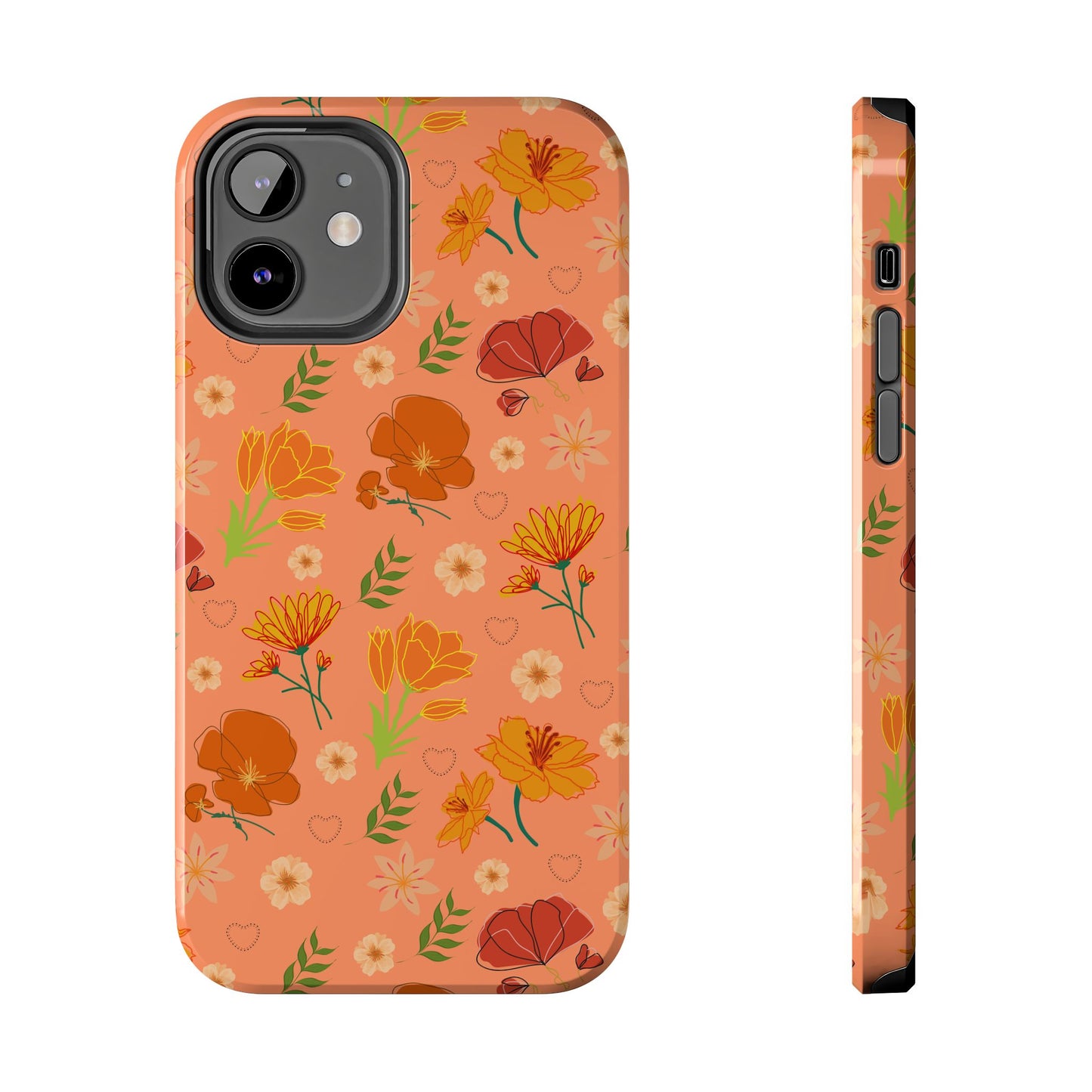 Coque de téléphone résistante Coral Peach Meadow pour iPhone et Samsung Galaxy