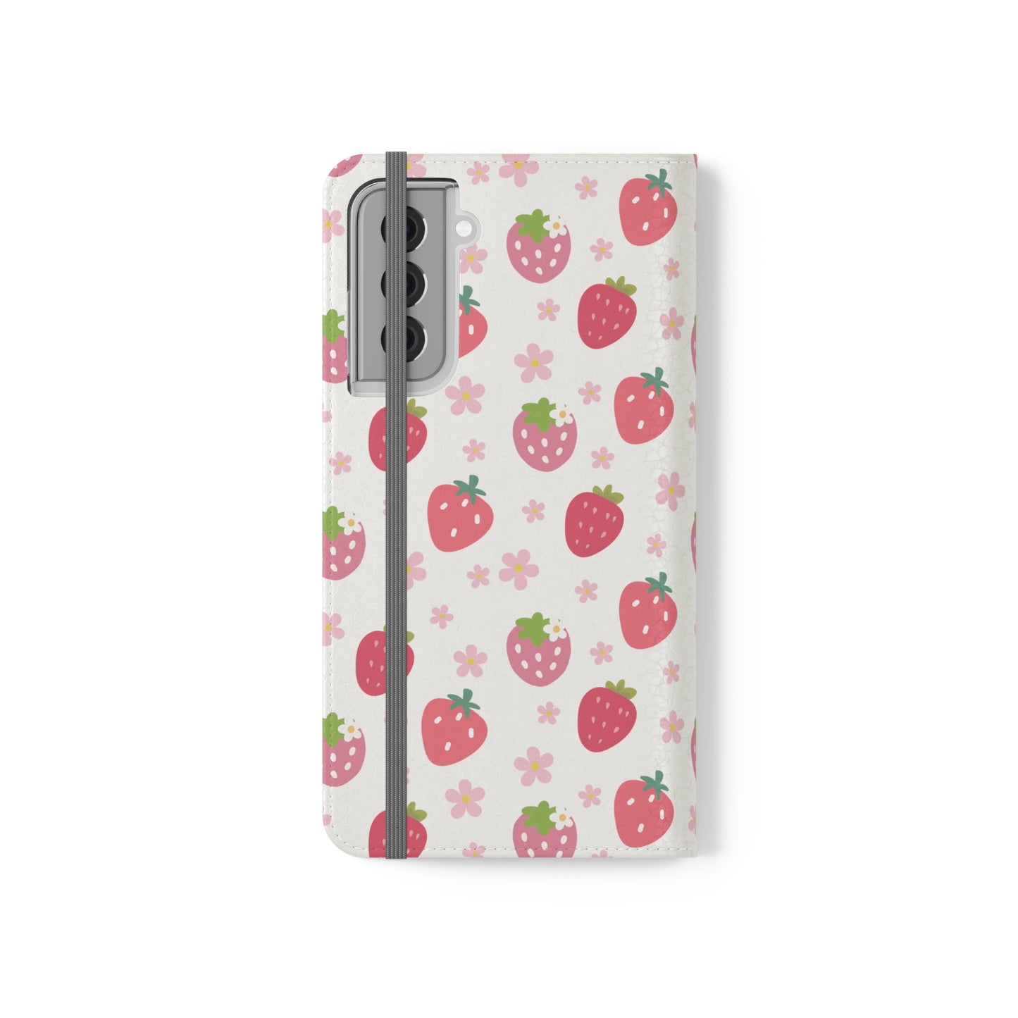 Strawberries and Daisies Flip Phone Case Cover with Pockets - Phone Case - Kristine Celestine