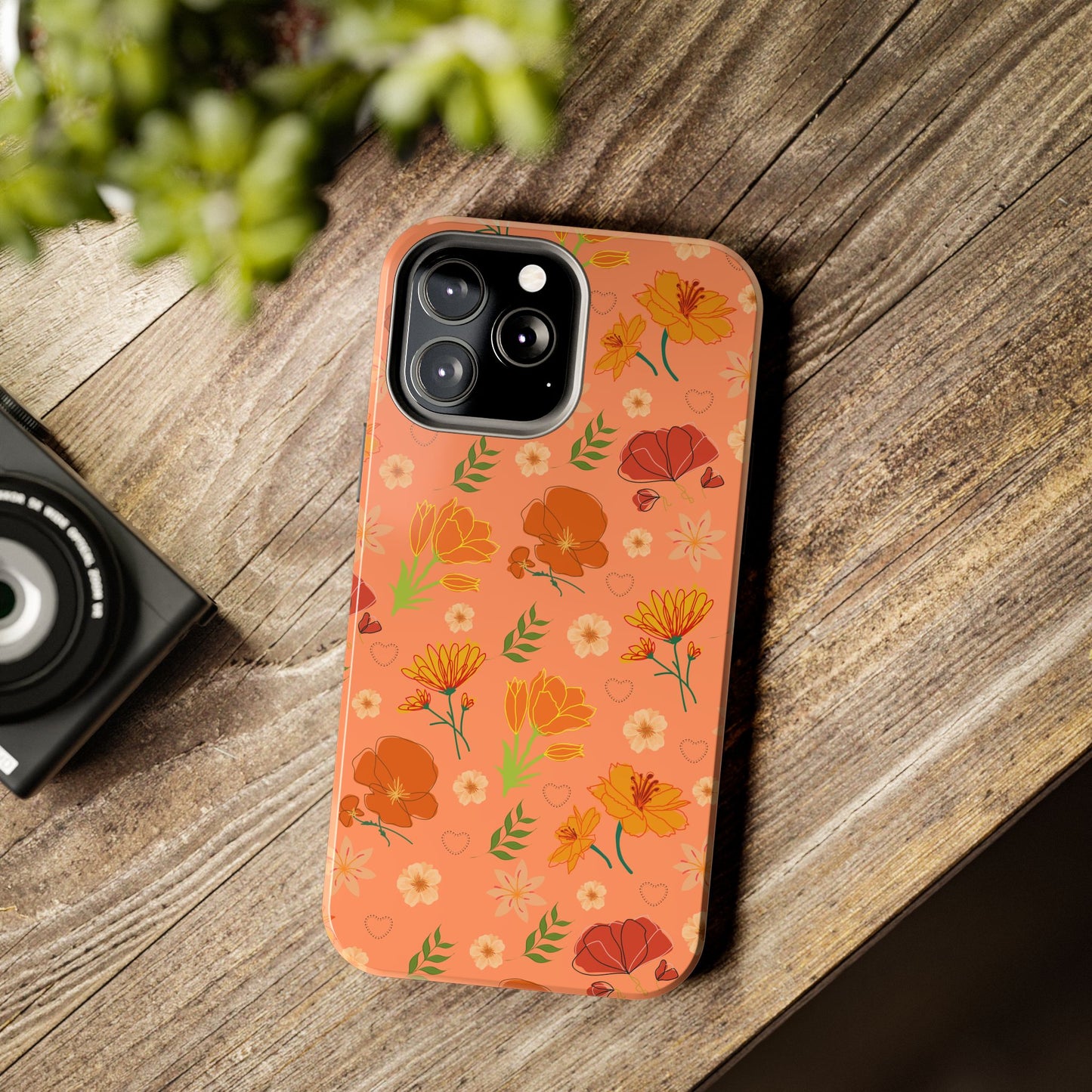 Coque de téléphone résistante Coral Peach Meadow pour iPhone et Samsung Galaxy