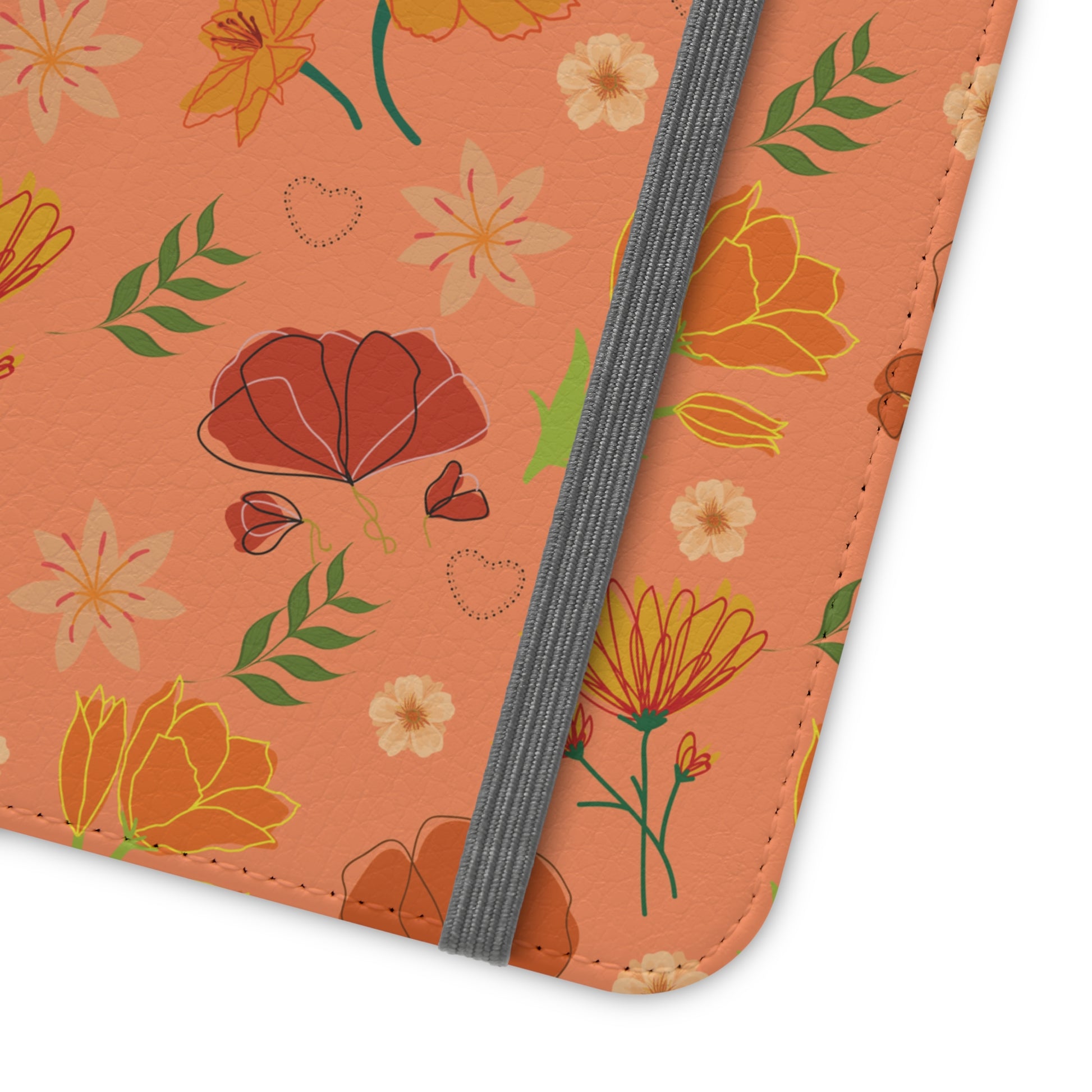 Coral Peach Meadow Flip Phone Case Cover with Pockets - Phone Case - Kristine Celestine