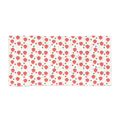 Red Strawberry Bubbles Beach Towel