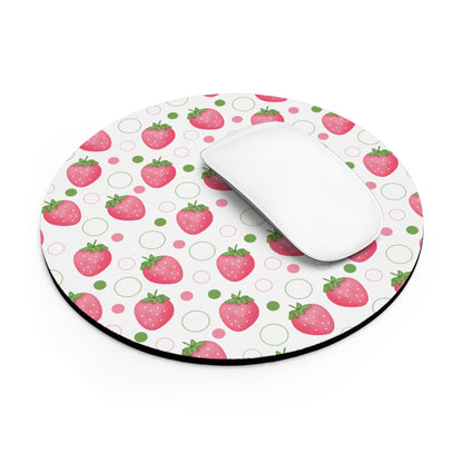 Pink Strawberry Bubbles Mousepad Summer Strawberries Desk Mat