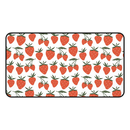 Tropical Strawberry Desk Mat Fruity Red Strawberries Computer Mat