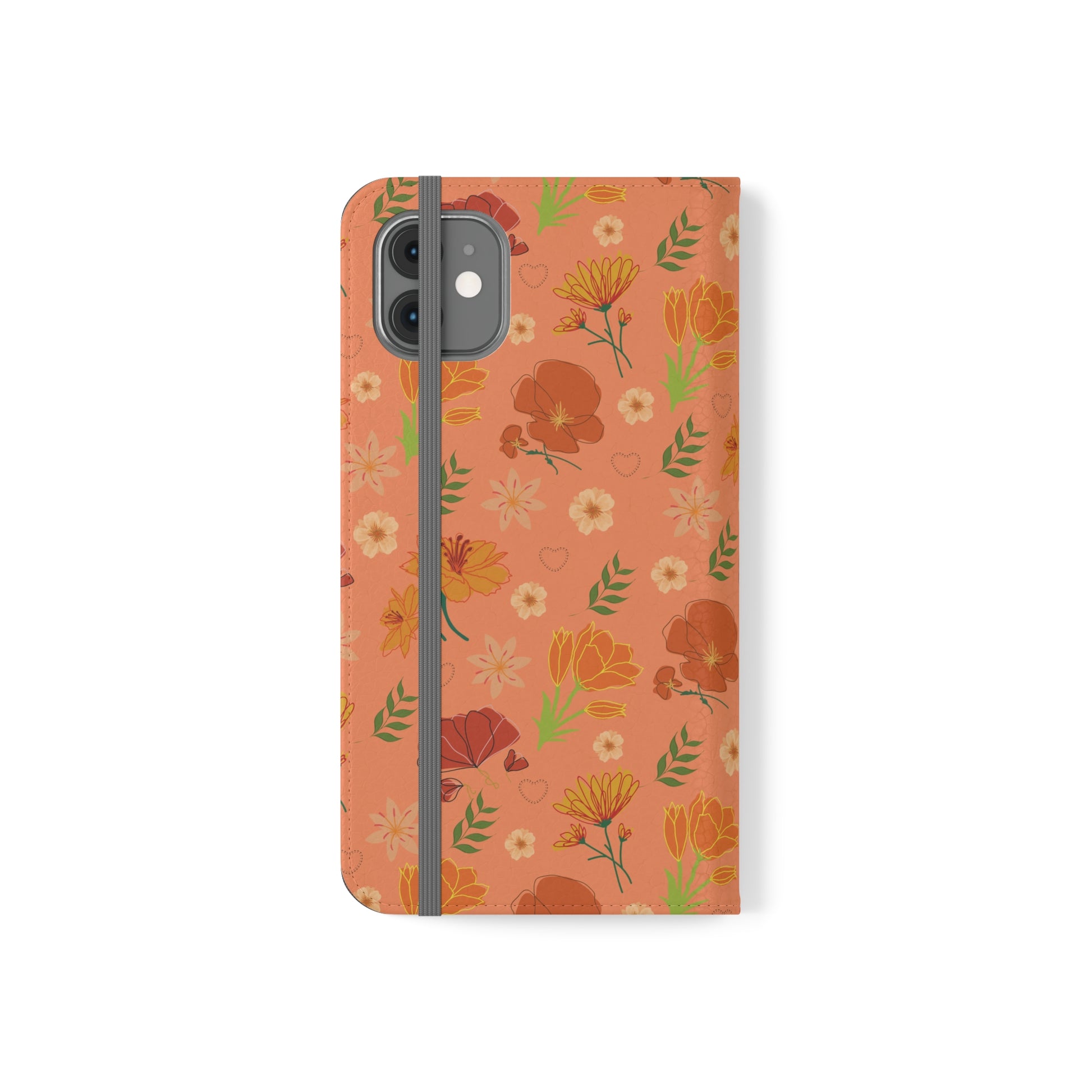 Coral Peach Meadow Flip Phone Case Cover with Pockets - Phone Case - Kristine Celestine