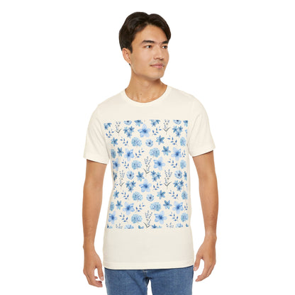 Snowy Blue Flowers Unisex Shirt - T - Shirt - Printify - Kristine Celestine