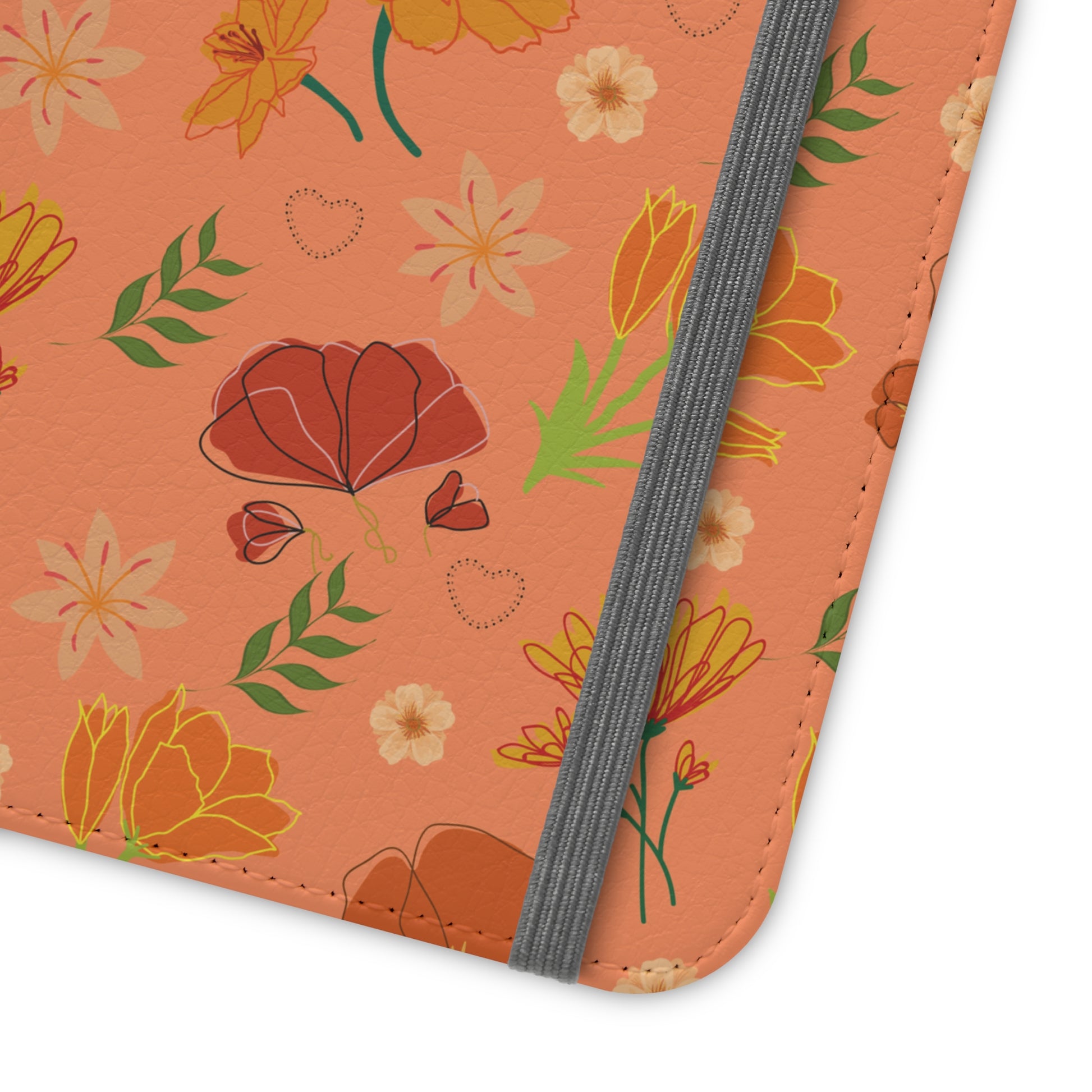 Coral Peach Meadow Flip Phone Case Cover with Pockets - Phone Case - Kristine Celestine