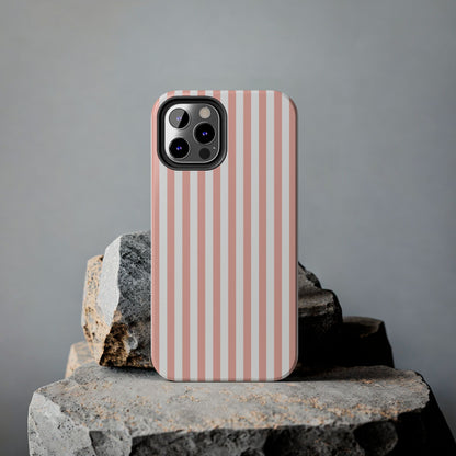 Coral Pink Stripes Tough Phone Case for iPhone and Samsung Galaxy