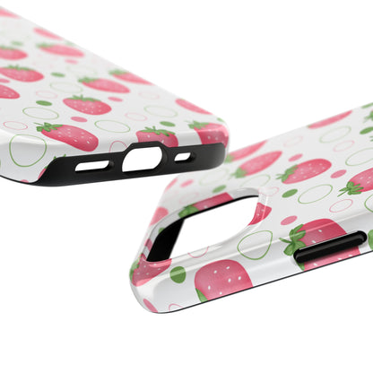 Pink Strawberry Bubbles Tough Phone Case for iPhone and Samsung Galaxy