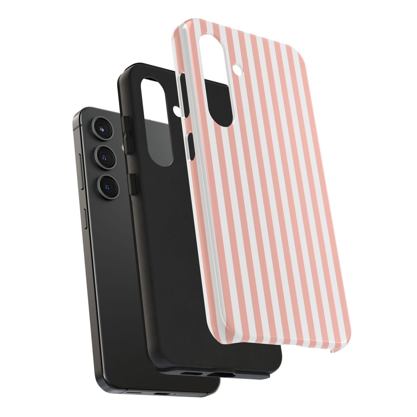 Coral Pink Stripes Tough Phone Case for iPhone and Samsung Galaxy